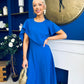 Lorraine Cape Detail Midi Dress Cobalt