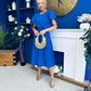 Lorraine Cape Detail Midi Dress Cobalt
