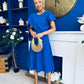 Lorraine Cape Detail Midi Dress Cobalt