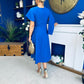 Lorraine Cape Detail Midi Dress Cobalt