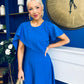 Lorraine Cape Detail Midi Dress Cobalt