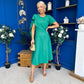 Lorraine Cape Detail Midi Dress Emerald
