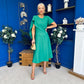 Lorraine Cape Detail Midi Dress Emerald