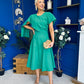 Lorraine Cape Detail Midi Dress Emerald