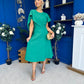 Lorraine Cape Detail Midi Dress Emerald