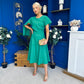 Lorraine Cape Detail Midi Dress Emerald