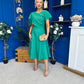Lorraine Cape Detail Midi Dress Emerald