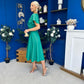 Lorraine Cape Detail Midi Dress Emerald