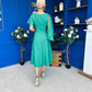 Lorraine Cape Detail Midi Dress Emerald