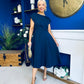 Leni Pleat Detail Midi Dress Navy