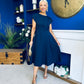 Leni Pleat Detail Midi Dress Navy