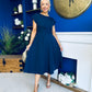 Leni Pleat Detail Midi Dress Navy