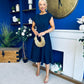 Leni Pleat Detail Midi Dress Navy