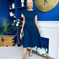 Leni Pleat Detail Midi Dress Navy