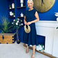Leni Pleat Detail Midi Dress Navy