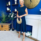 Leni Pleat Detail Midi Dress Navy