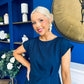 Leni Pleat Detail Midi Dress Navy