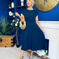 Leni Pleat Detail Midi Dress Navy