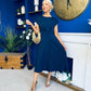 Leni Pleat Detail Midi Dress Navy