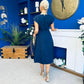 Leni Pleat Detail Midi Dress Navy