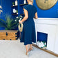 Leni Pleat Detail Midi Dress Navy