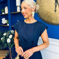 Leni Pleat Detail Midi Dress Navy