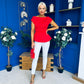 Connie Peplum Detailed Top Red