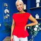 Connie Peplum Detailed Top Red