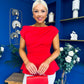 Connie Peplum Detailed Top Red