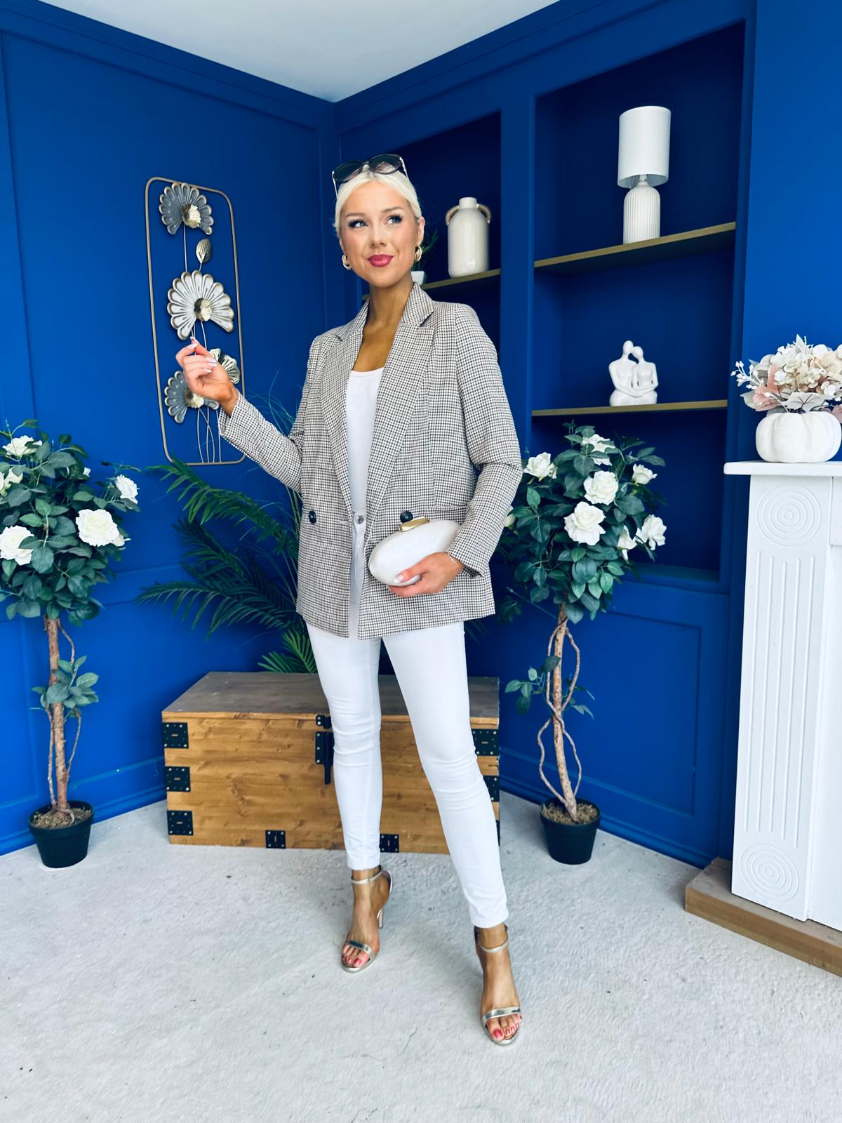 Jessie Double Breasted Check Blazer
