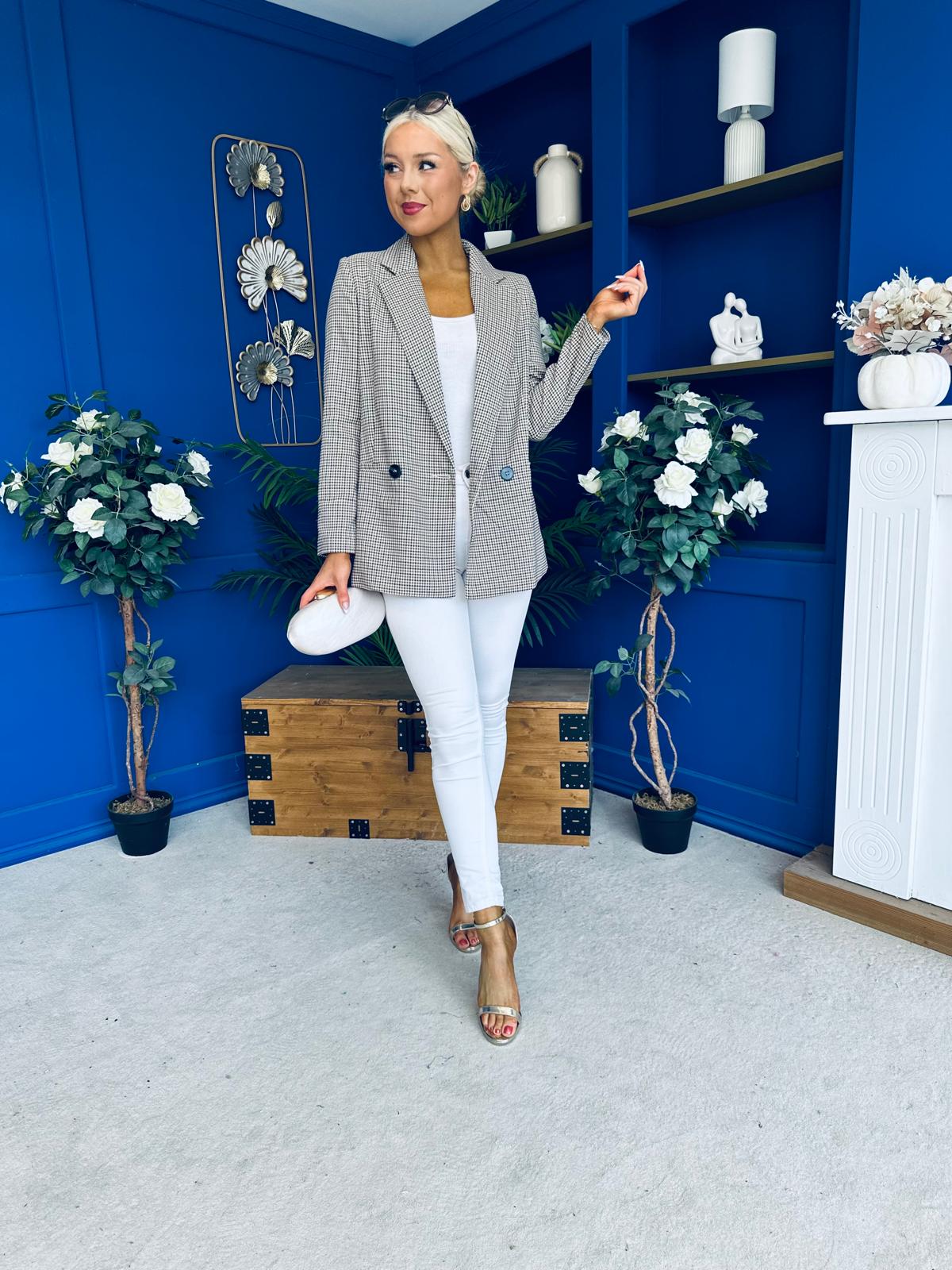 Jessie Double Breasted Check Blazer
