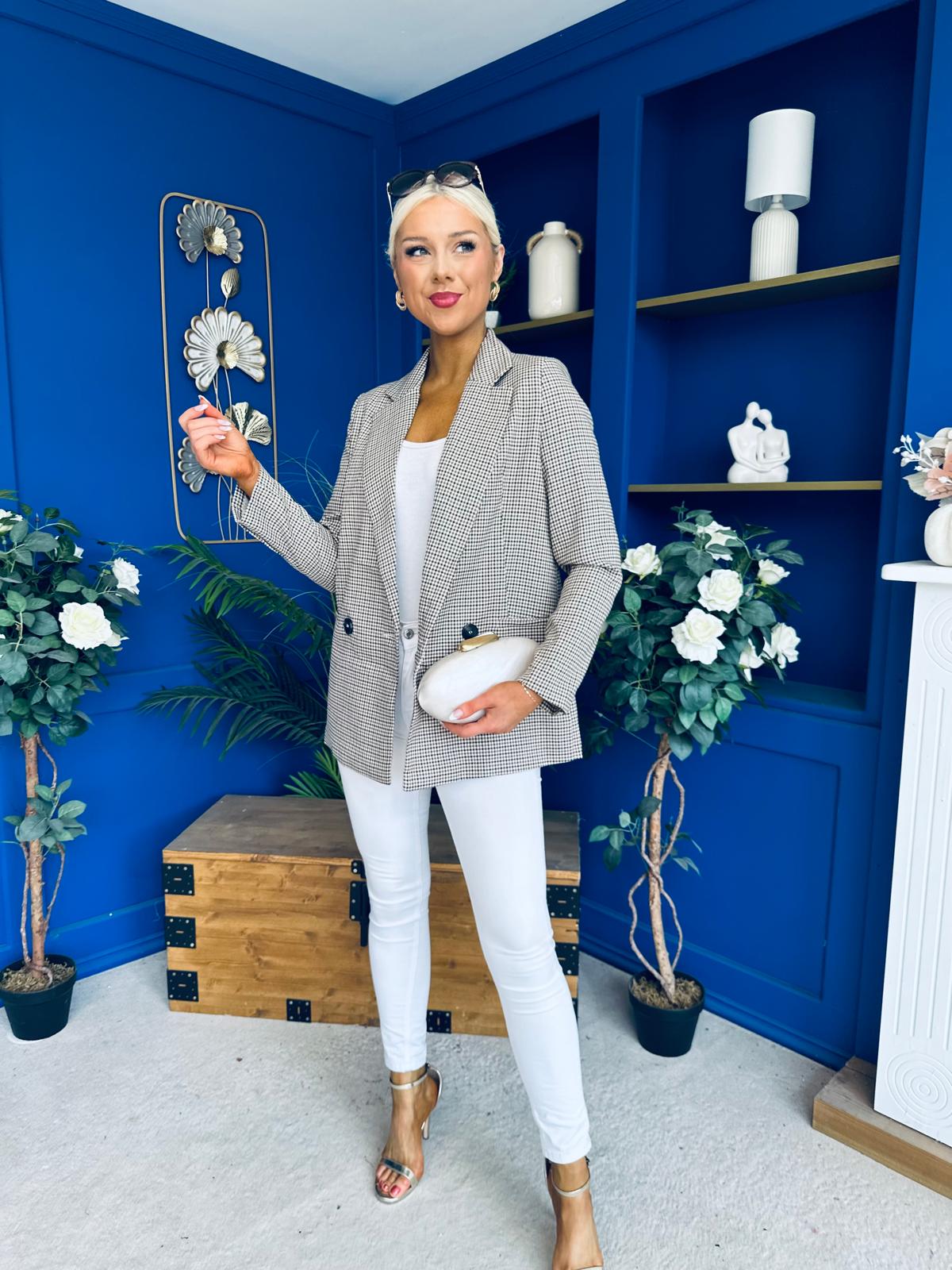 Jessie Double Breasted Check Blazer