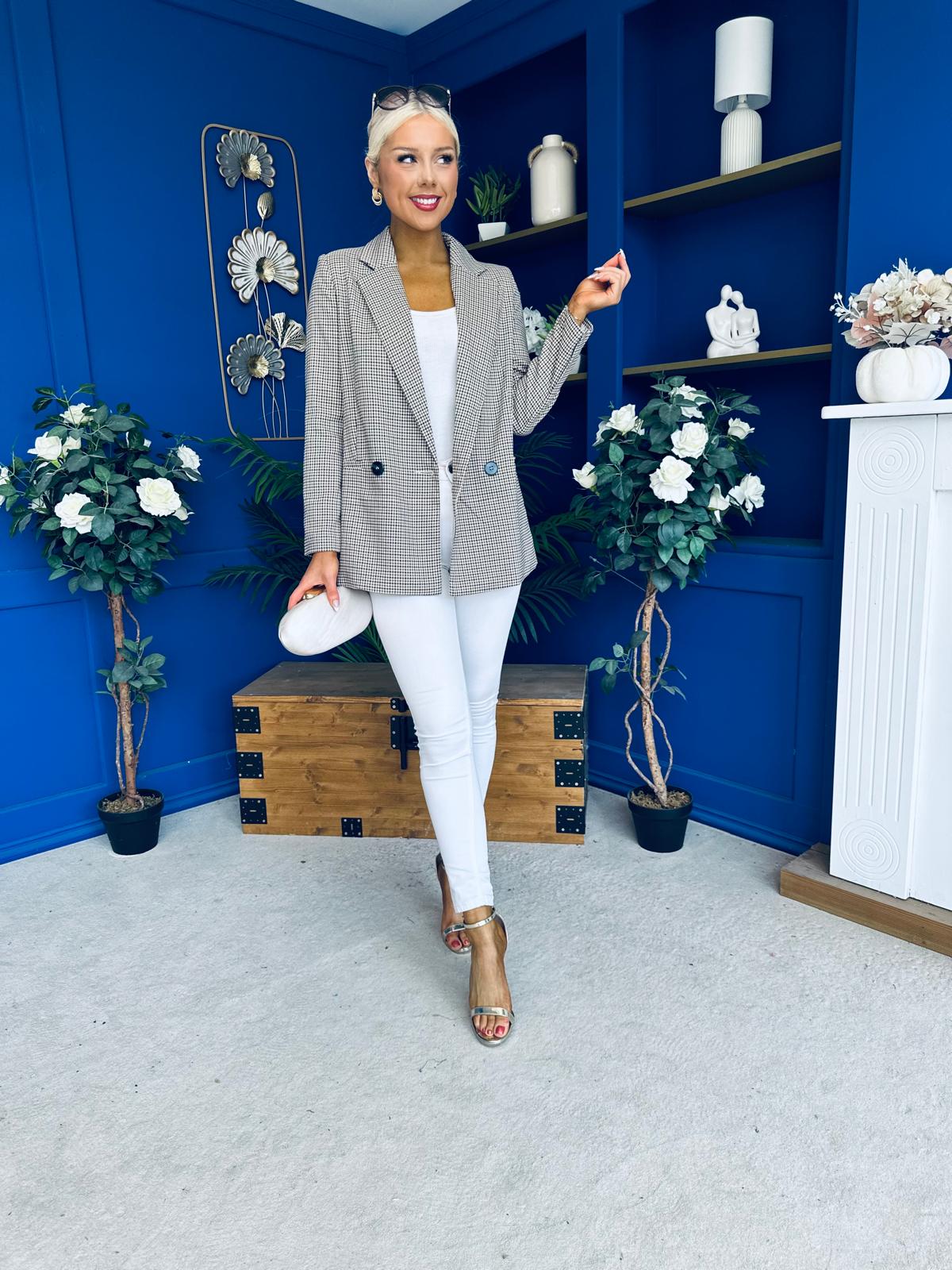 Jessie Double Breasted Check Blazer