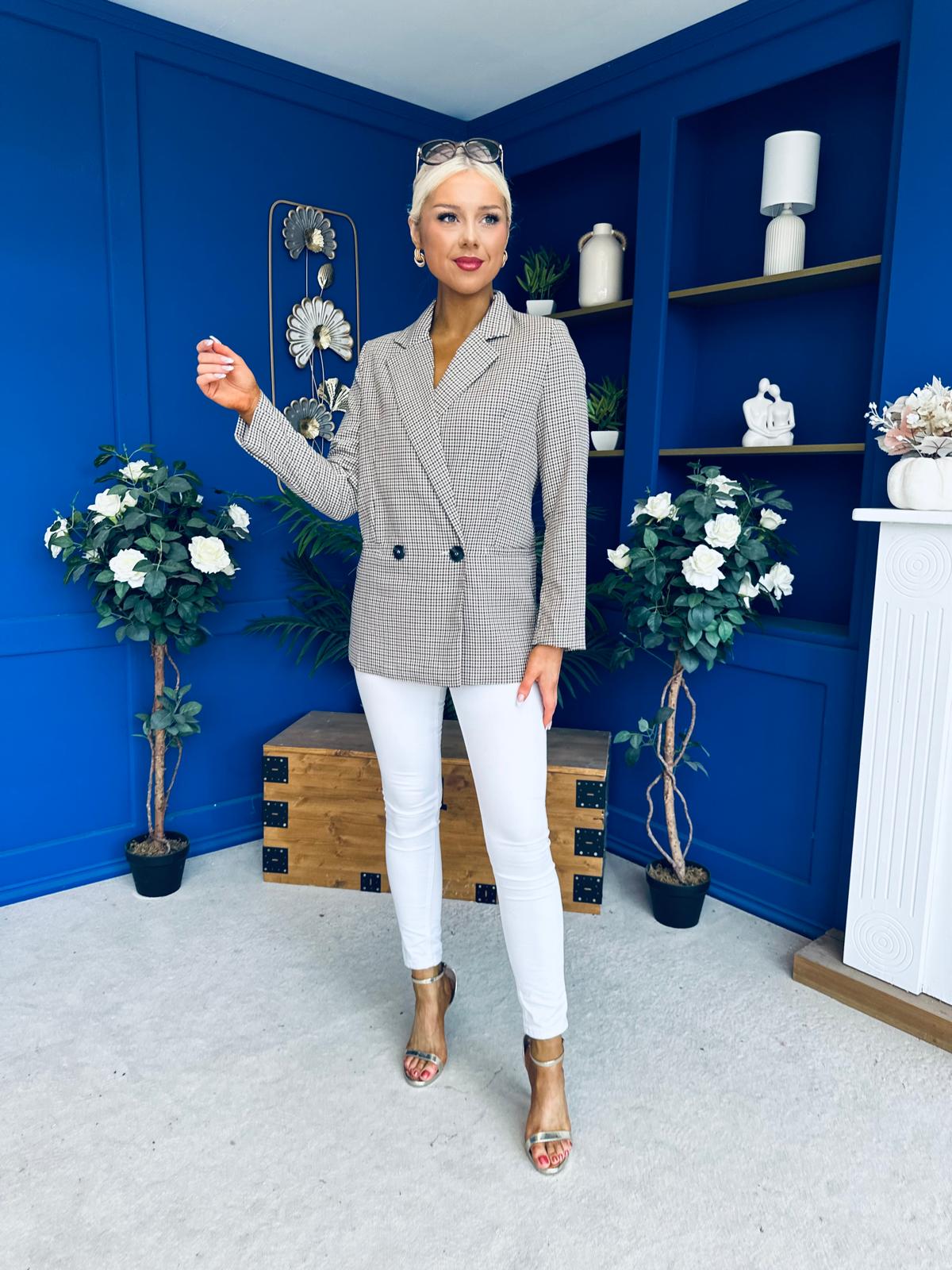 Jessie Double Breasted Check Blazer