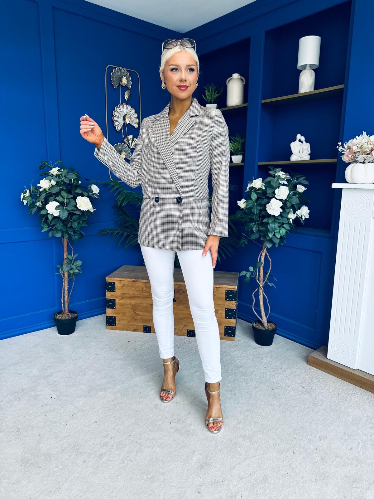 Jessie Double Breasted Check Blazer