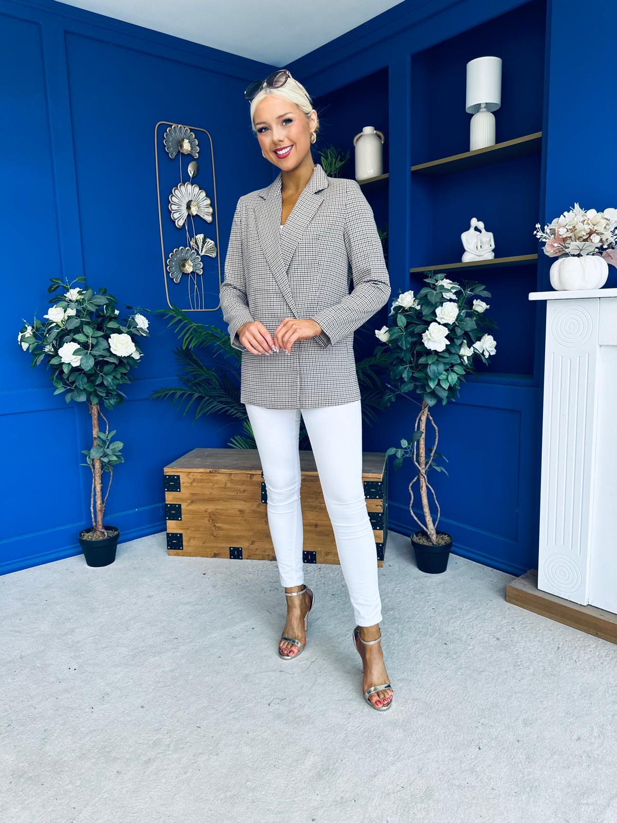 Jessie Double Breasted Check Blazer