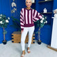Evelyn Striped Detail Jumper Burgundy