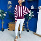 Evelyn Striped Detail Jumper Burgundy