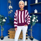 Evelyn Striped Detail Jumper Burgundy