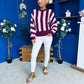 Evelyn Striped Detail Jumper Burgundy