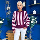Evelyn Striped Detail Jumper Burgundy