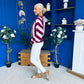 Evelyn Striped Detail Jumper Burgundy