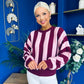 Evelyn Striped Detail Jumper Burgundy