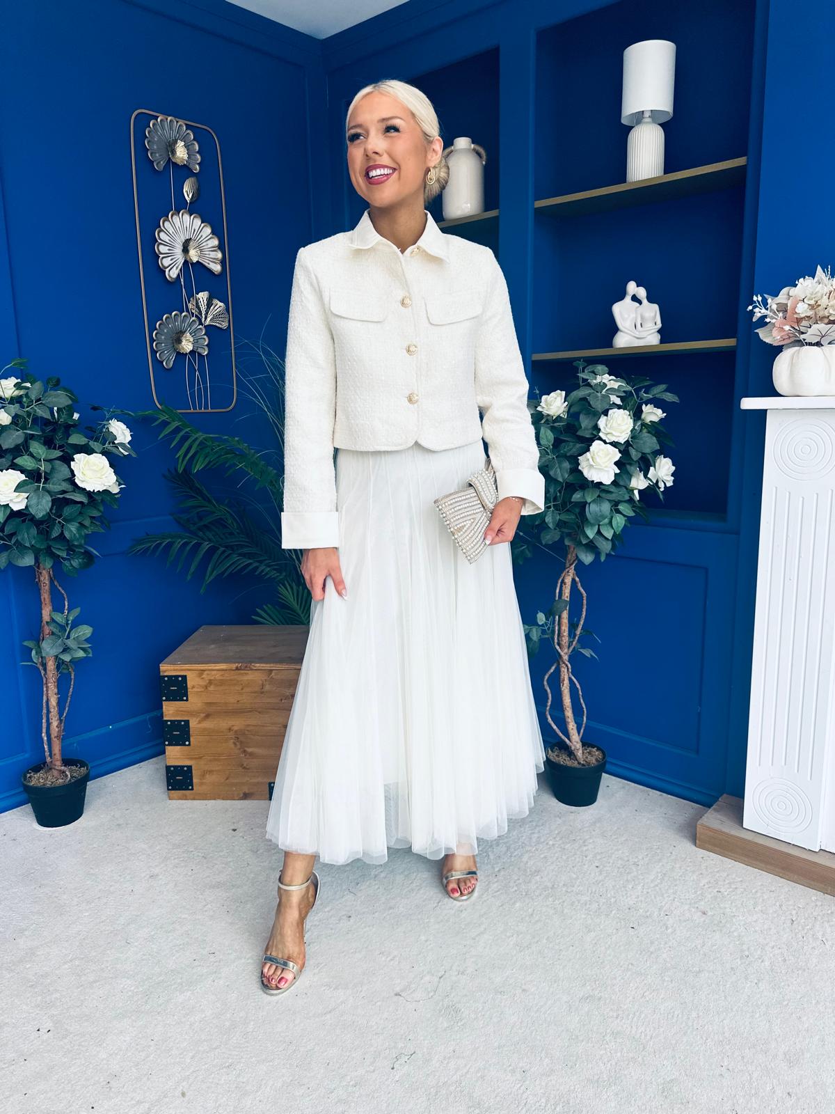 Carol Detailed Tweed Jacket Cream