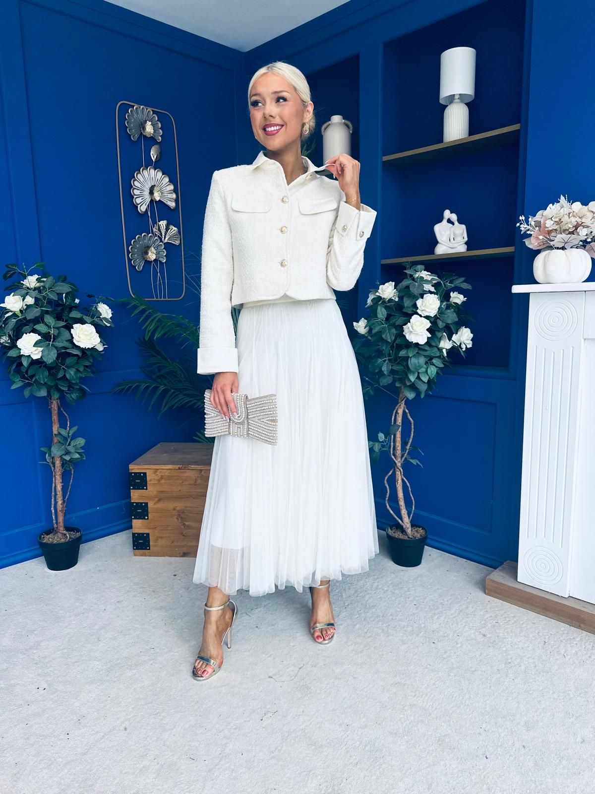 Carol Detailed Tweed Jacket Cream