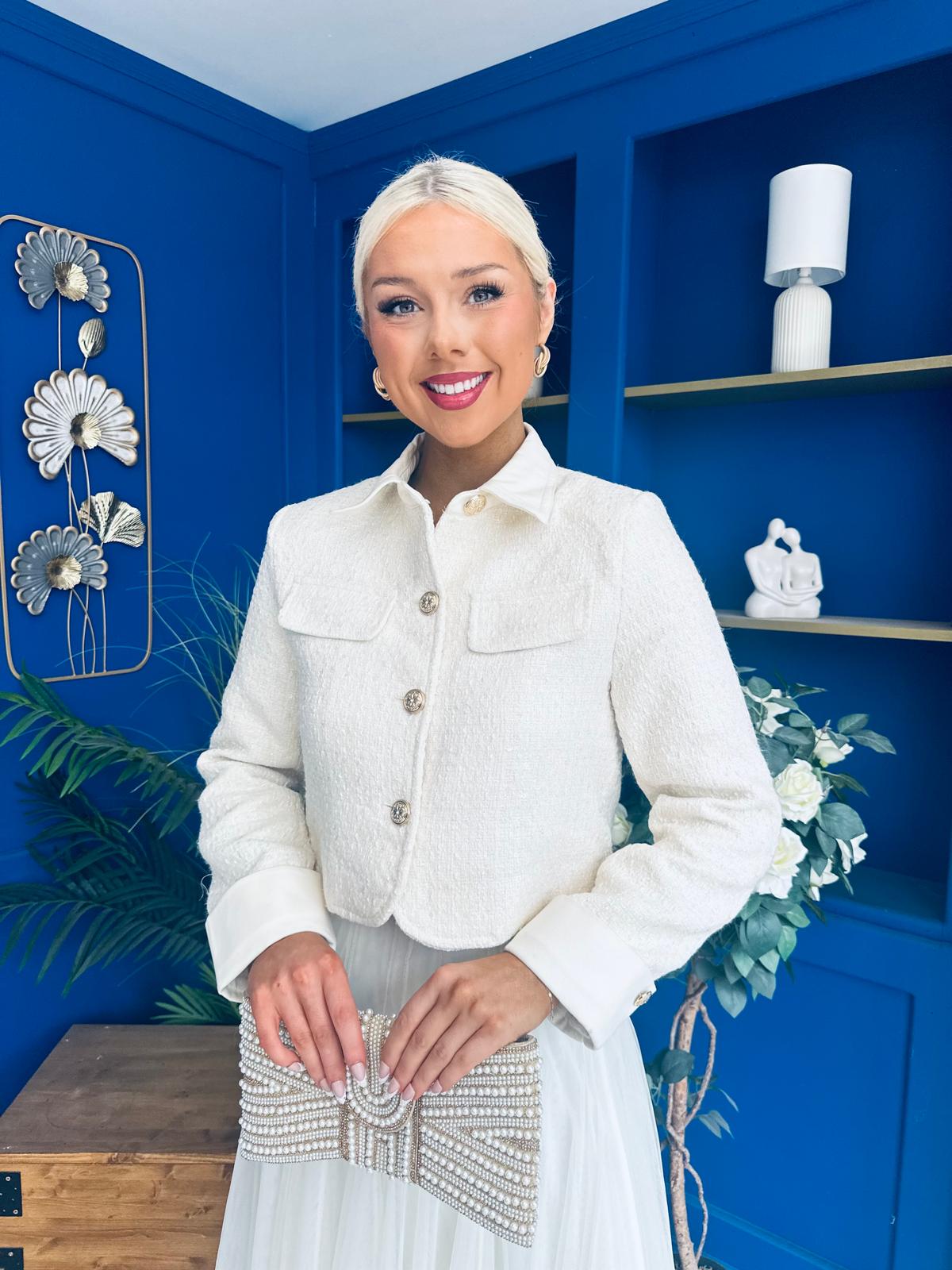 Carol Detailed Tweed Jacket Cream
