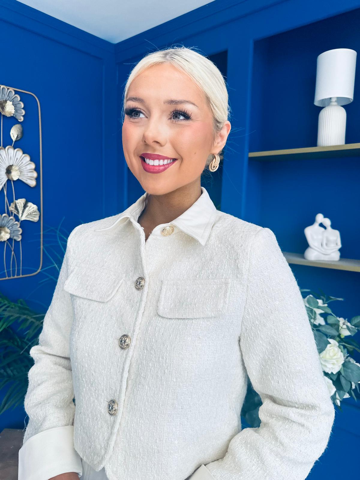 Carol Detailed Tweed Jacket Cream
