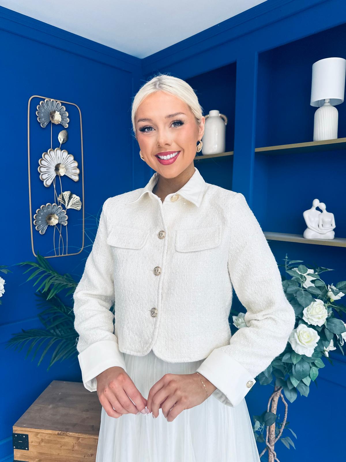 Carol Detailed Tweed Jacket Cream