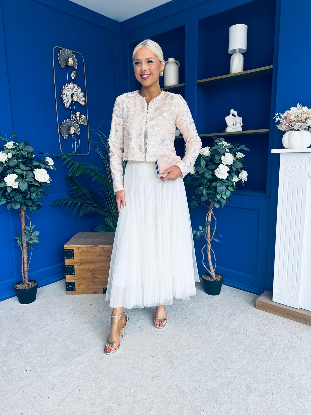 Melissa Detailed Tulle Skirt Cream