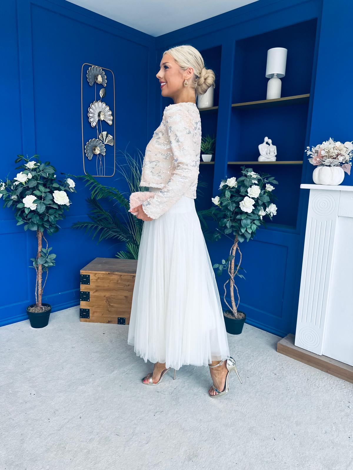Melissa Detailed Tulle Skirt Cream